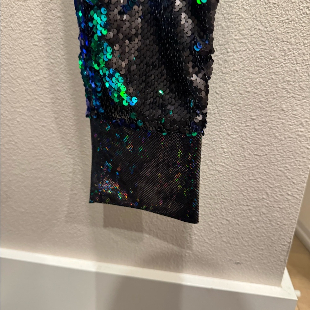 Sequin Black and Green Pants - Picture 3 of 5